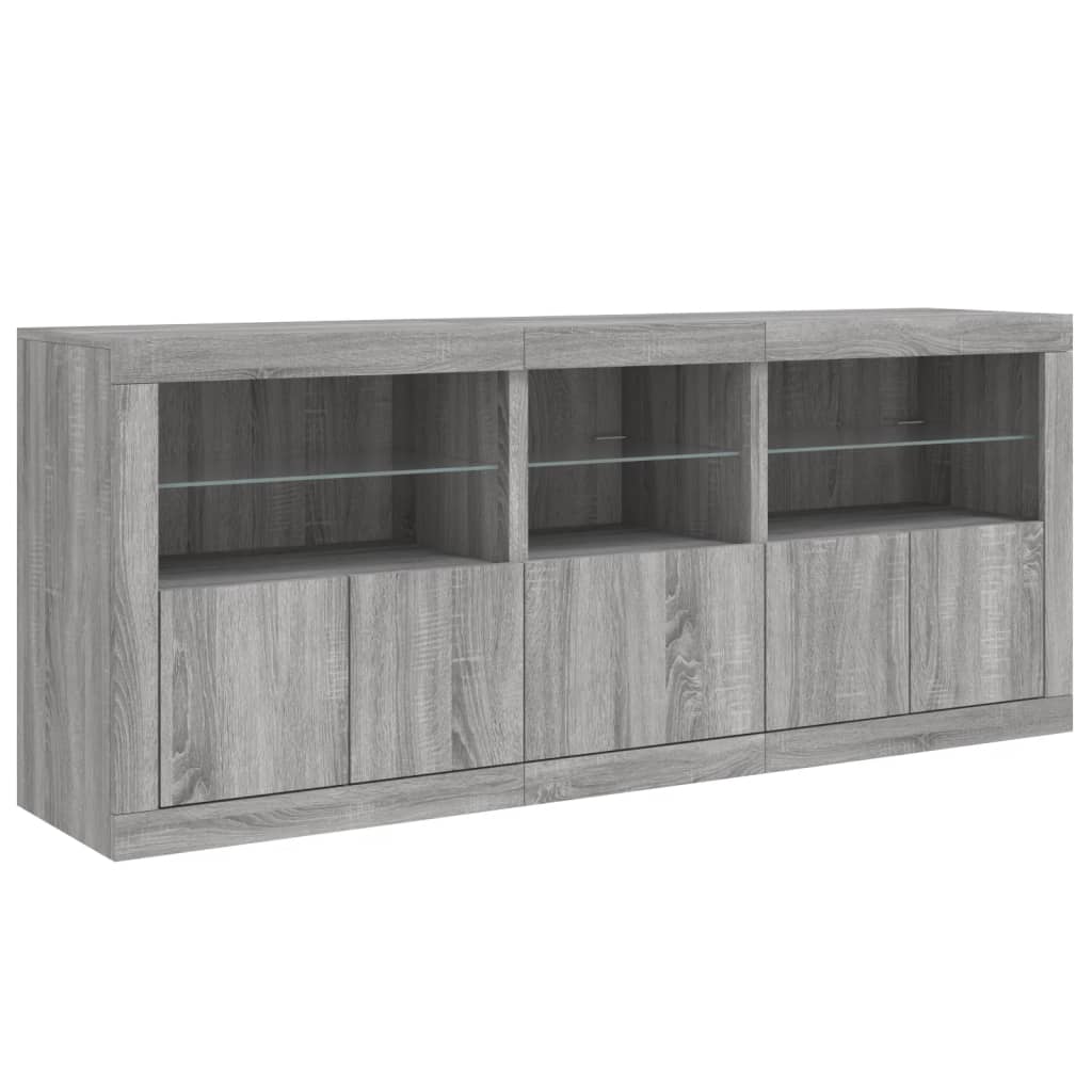 Komoda s LED svjetlima boja sivog hrasta 162 x 37 x 67 cm