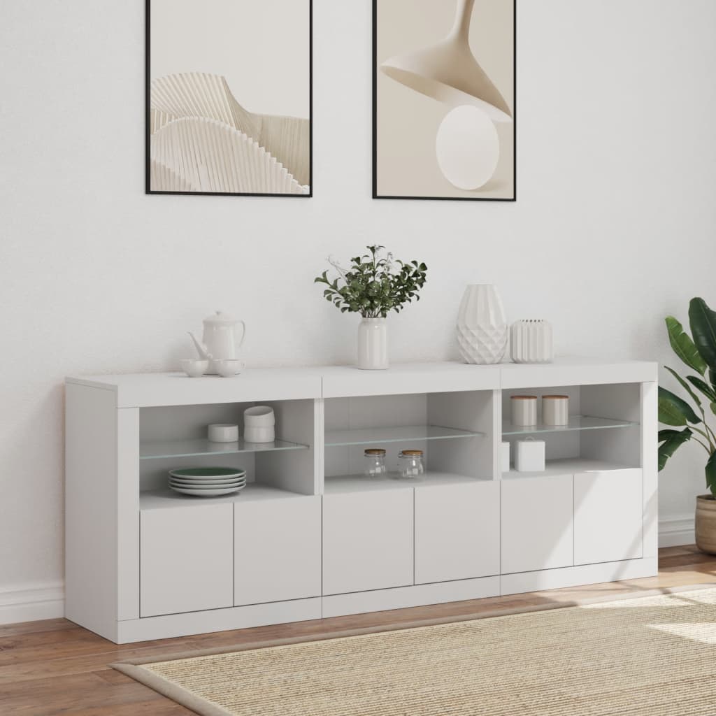 Komoda s LED svjetlima bijela 181,5x37x67 cm
