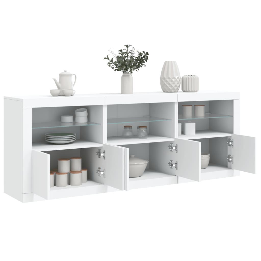 Komoda s LED svjetlima bijela 181,5x37x67 cm