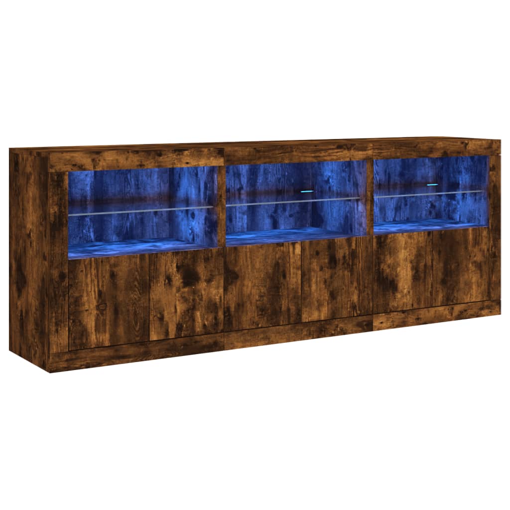 Komoda s LED svjetlima boja dimljenog hrasta 181,5x37x67 cm