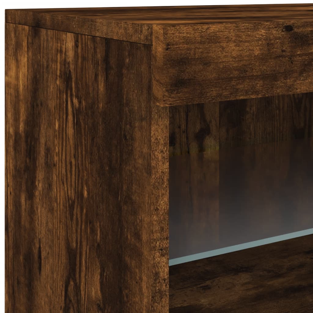 Komoda s LED svjetlima boja dimljenog hrasta 181,5x37x67 cm