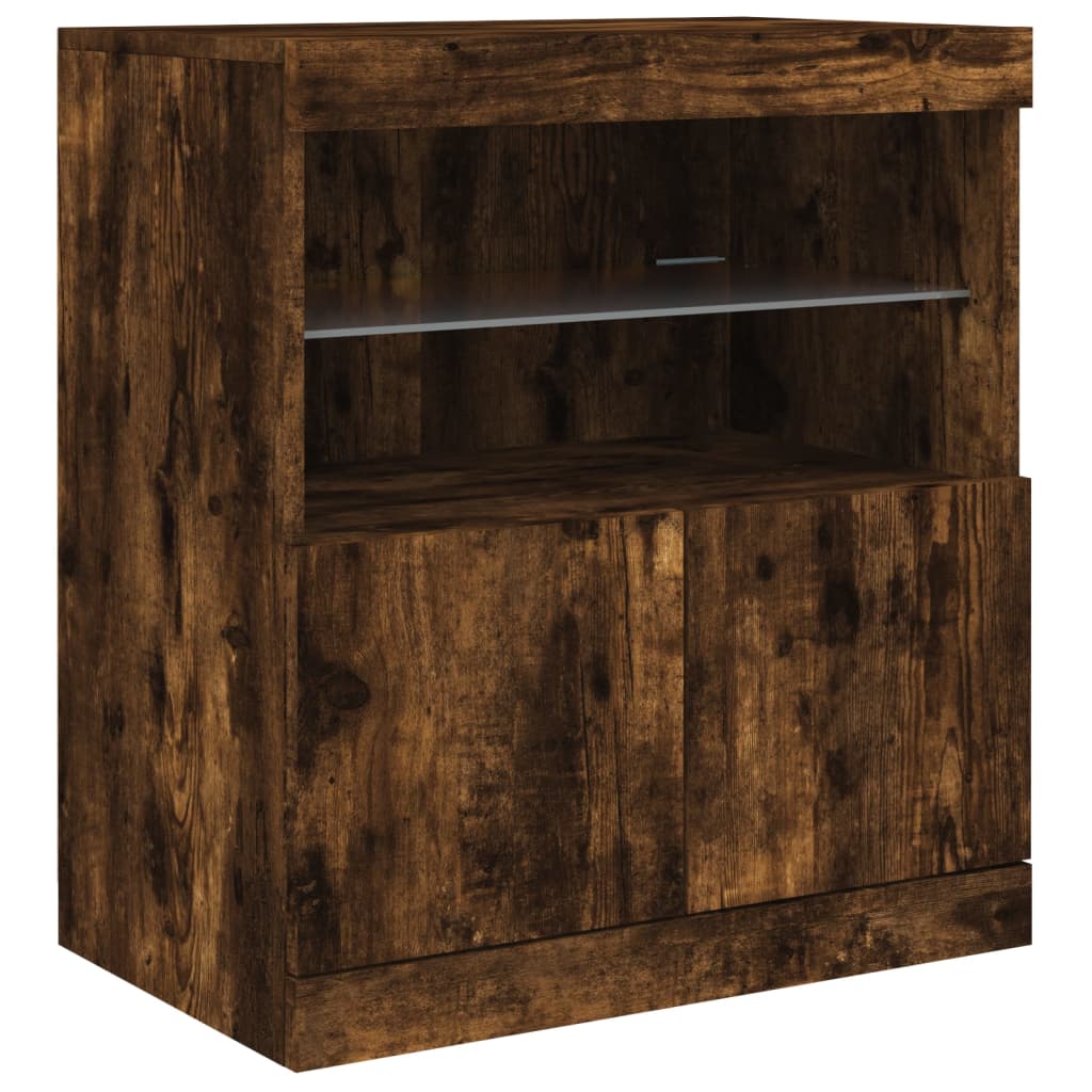 Komoda s LED svjetlima boja dimljenog hrasta 181,5x37x67 cm