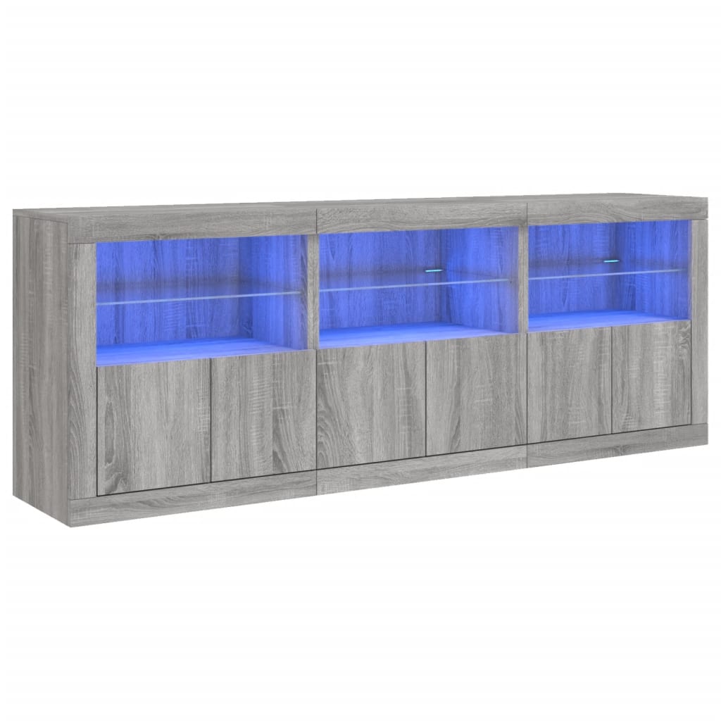 Komoda s LED svjetlima boja sivog hrasta 181,5x37x67 cm
