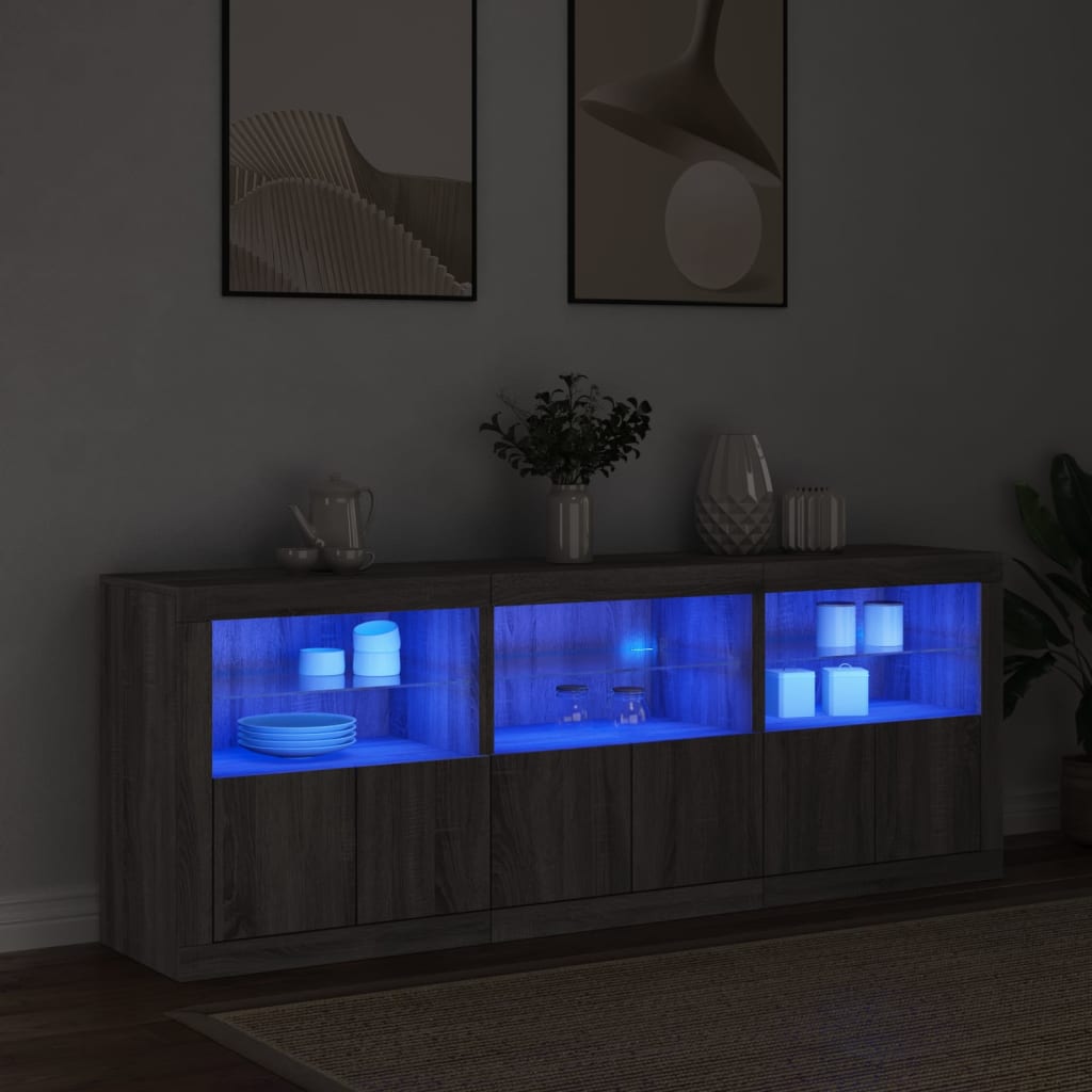 Komoda s LED svjetlima boja sivog hrasta 181,5x37x67 cm