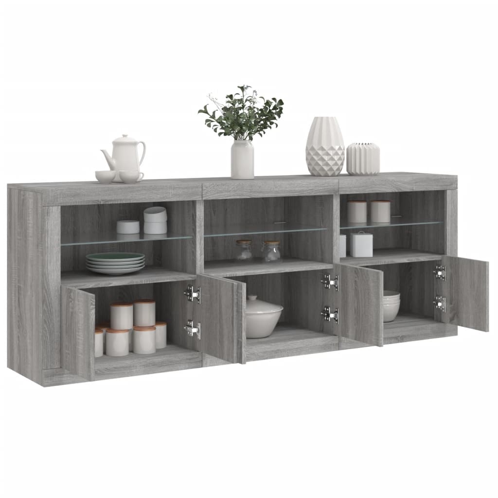 Komoda s LED svjetlima boja sivog hrasta 181,5x37x67 cm