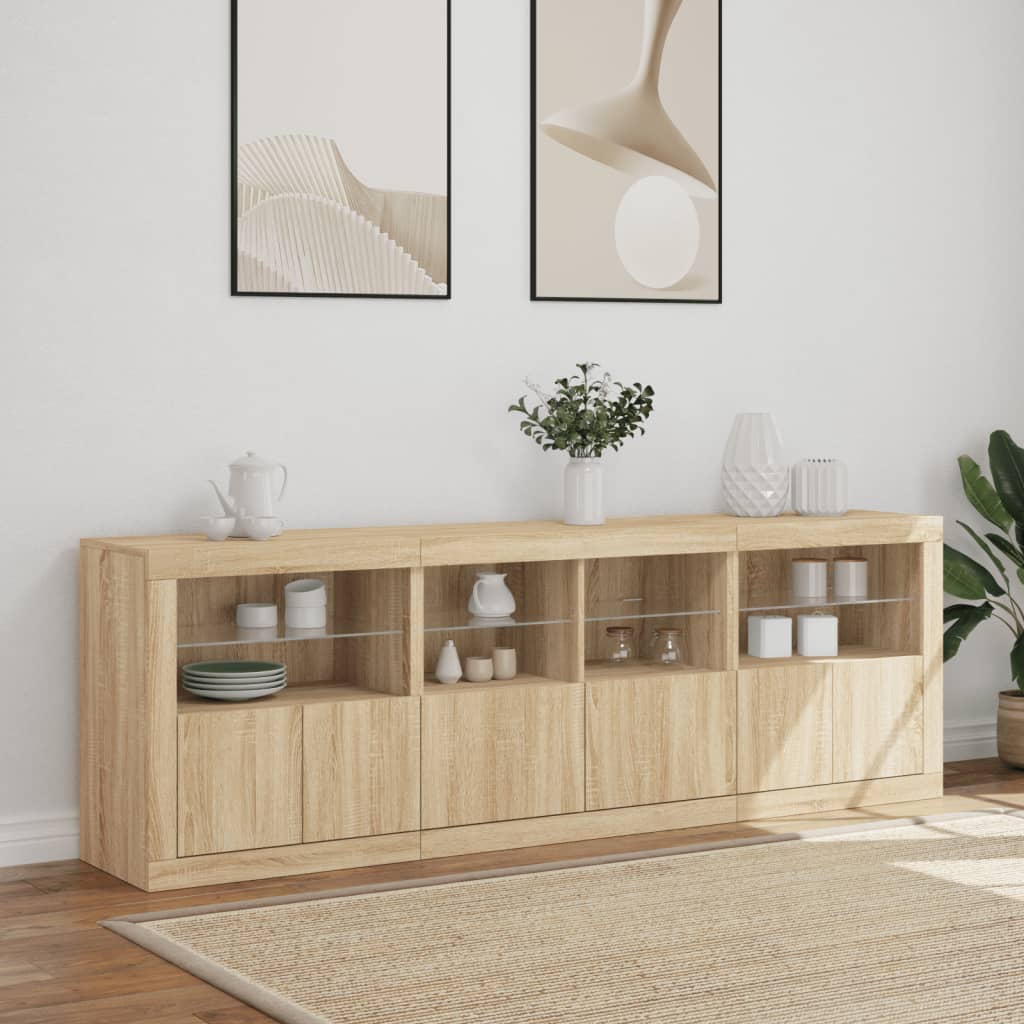 Komoda s LED svjetlima boja hrasta sonome 202x37x67 cm