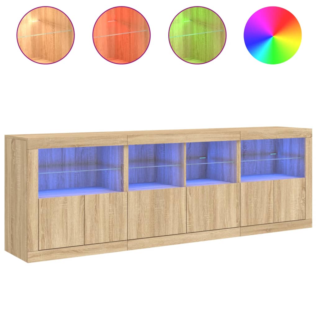 Komoda s LED svjetlima boja hrasta sonome 202x37x67 cm