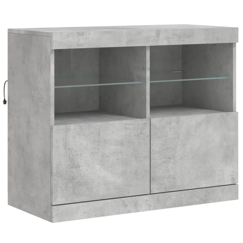 Komoda s LED svjetlima siva boja betona 202x37x67 cm