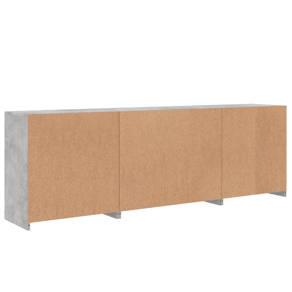 Komoda s LED svjetlima siva boja betona 202x37x67 cm