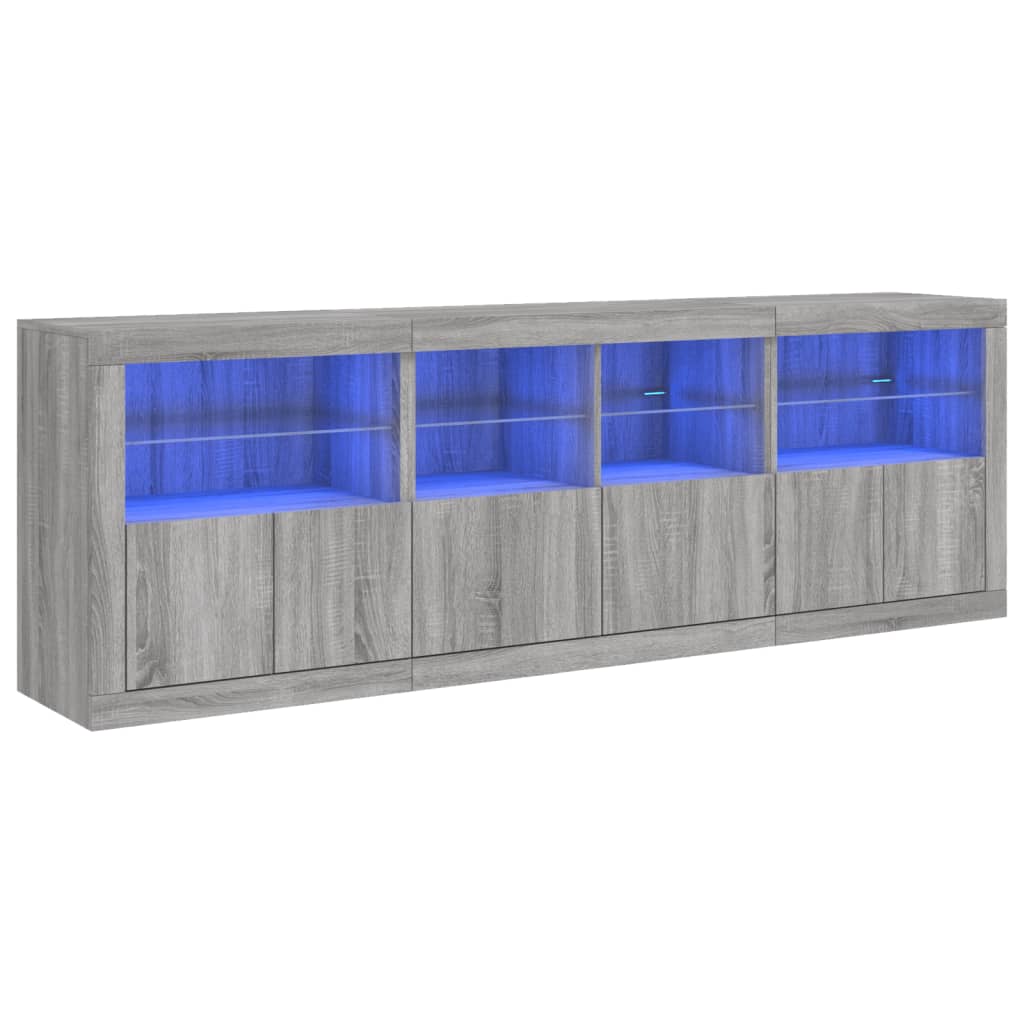 Komoda s LED svjetlima boja sivog hrasta 202x37x67 cm