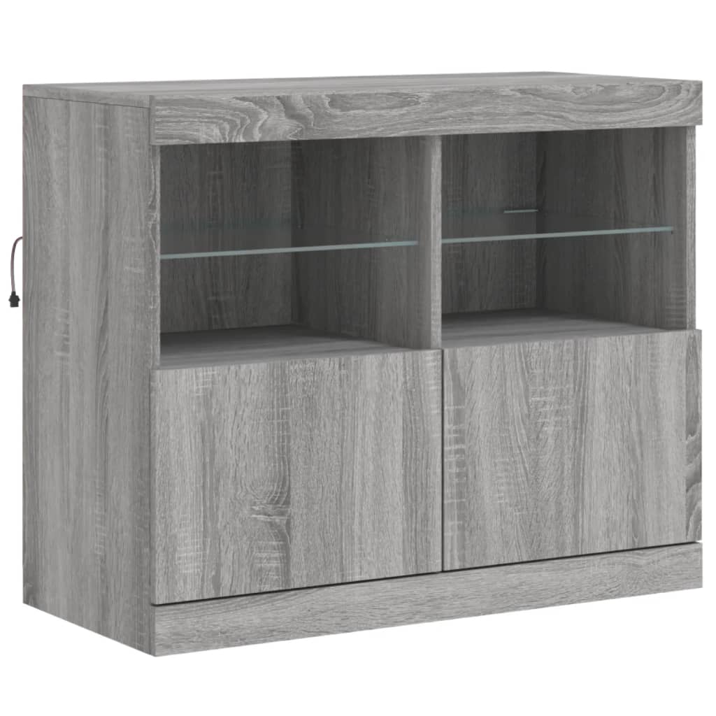 Komoda s LED svjetlima boja sivog hrasta 202x37x67 cm