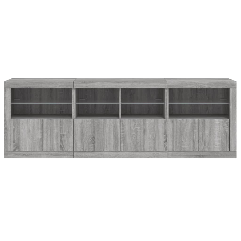 Komoda s LED svjetlima boja sivog hrasta 202x37x67 cm