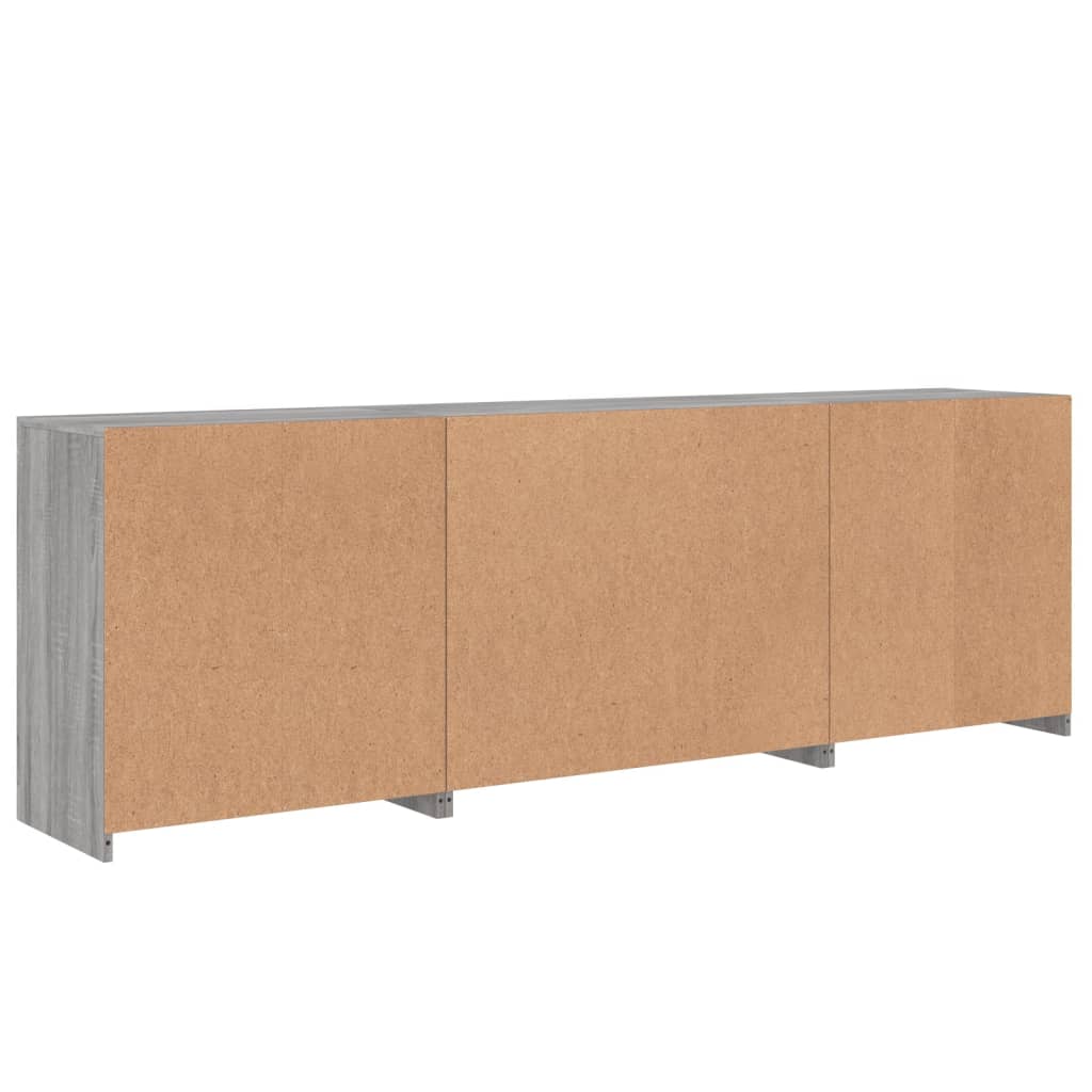 Komoda s LED svjetlima boja sivog hrasta 202x37x67 cm