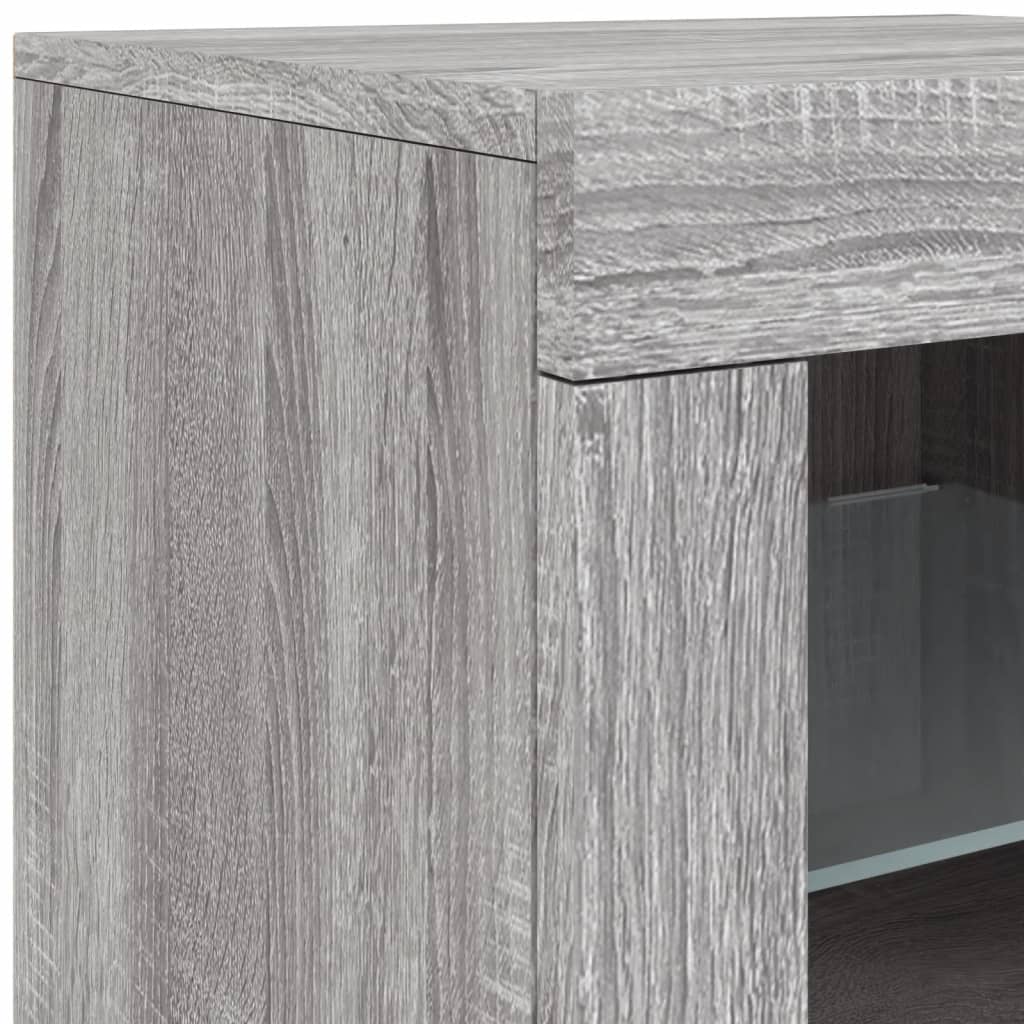 Komoda s LED svjetlima boja sivog hrasta 202x37x67 cm