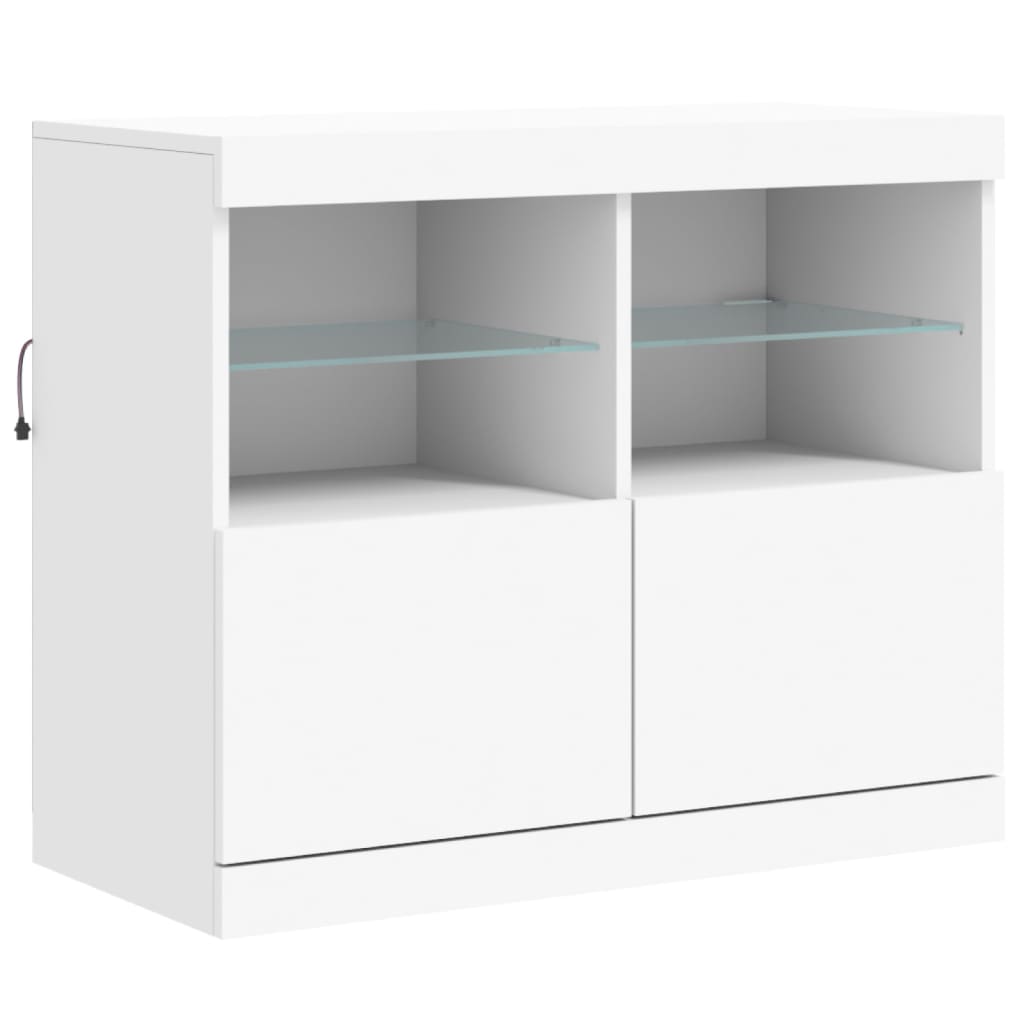 Komoda s LED svjetlima bijela 283x37x67 cm
