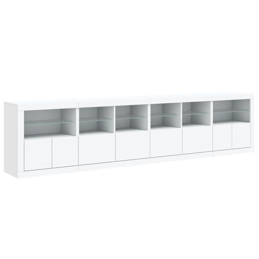 Komoda s LED svjetlima bijela 283x37x67 cm