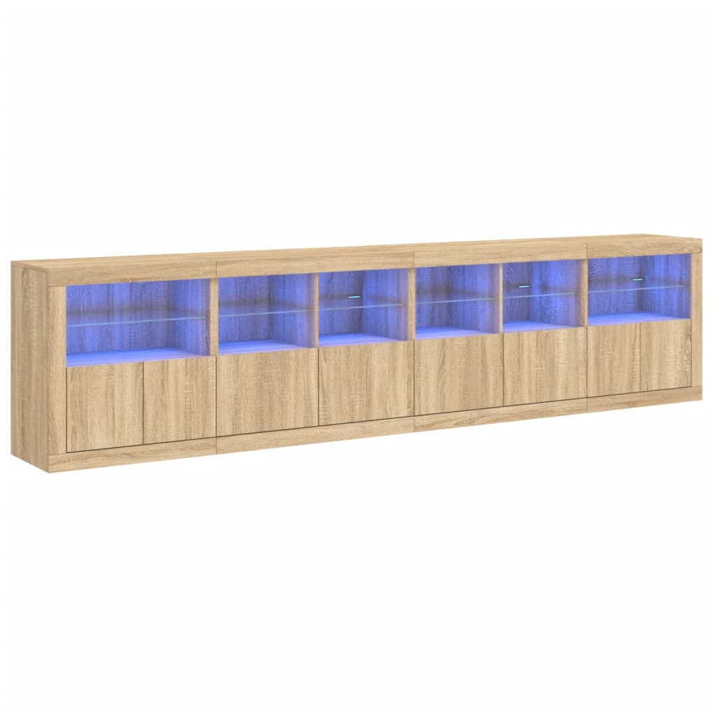 Komoda s LED svjetlima boja hrasta sonome 283x37x67 cm