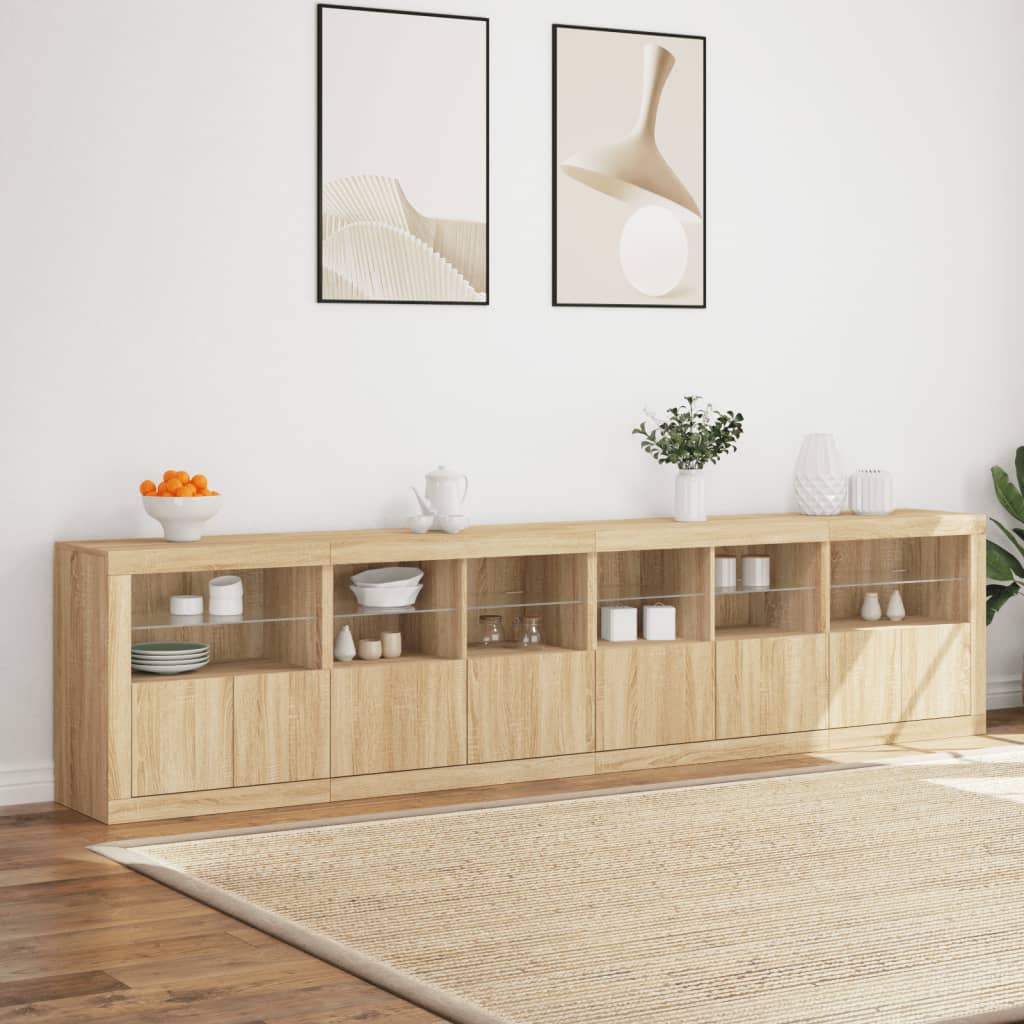 Komoda s LED svjetlima boja hrasta sonome 283x37x67 cm
