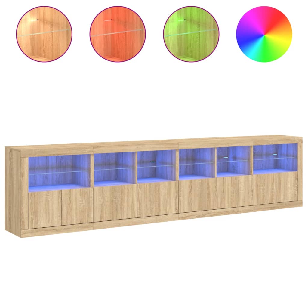 Komoda s LED svjetlima boja hrasta sonome 283x37x67 cm