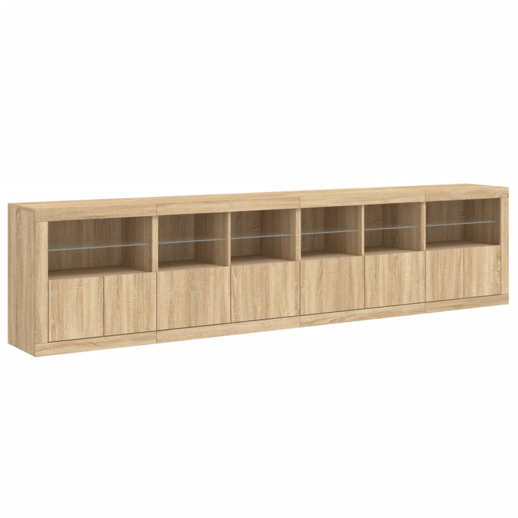 Komoda s LED svjetlima boja hrasta sonome 283x37x67 cm