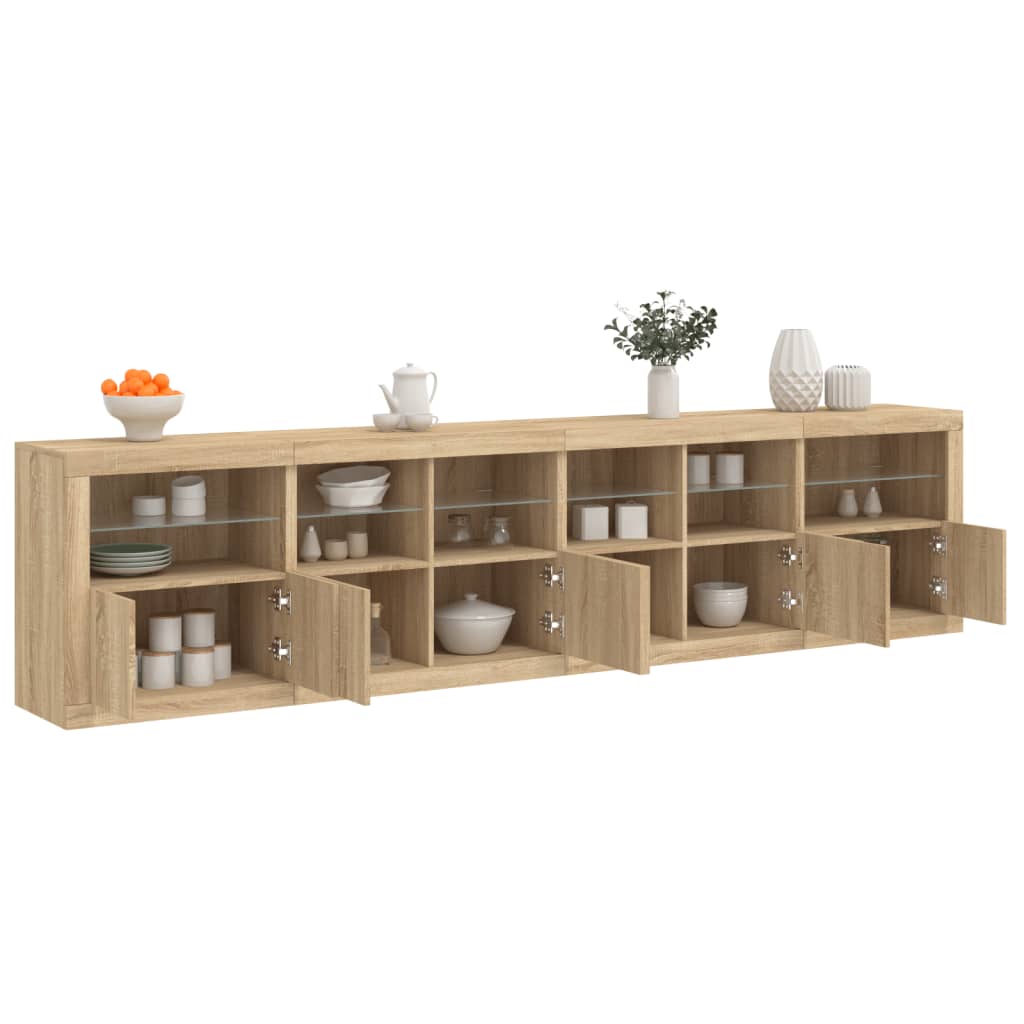 Komoda s LED svjetlima boja hrasta sonome 283x37x67 cm