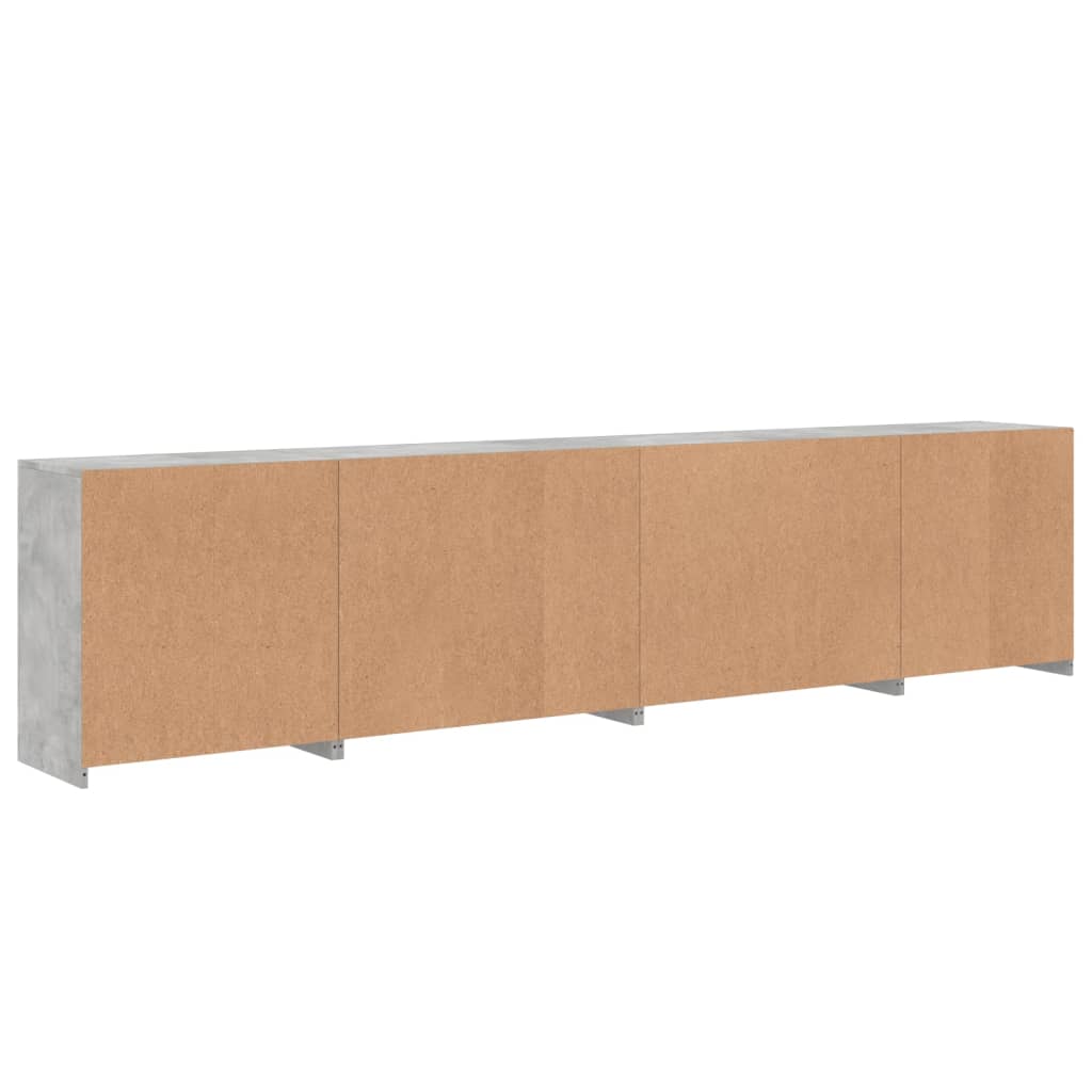 Komoda s LED svjetlima siva boja betona 283x37x67 cm