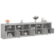 Komoda s LED svjetlima siva boja betona 283x37x67 cm