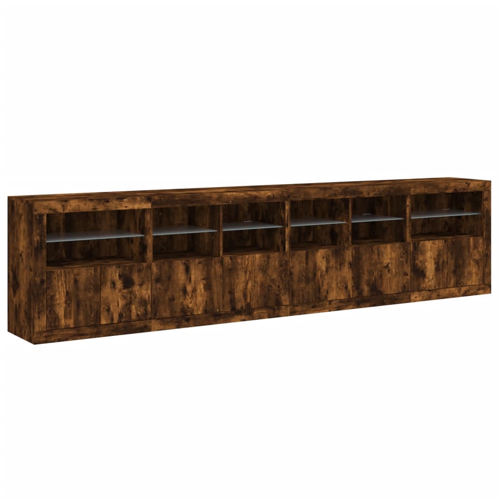 Komoda s LED svjetlima boja dimljenog hrasta 283x37x67 cm