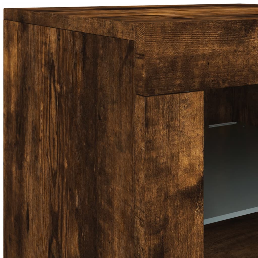 Komoda s LED svjetlima boja dimljenog hrasta 283x37x67 cm