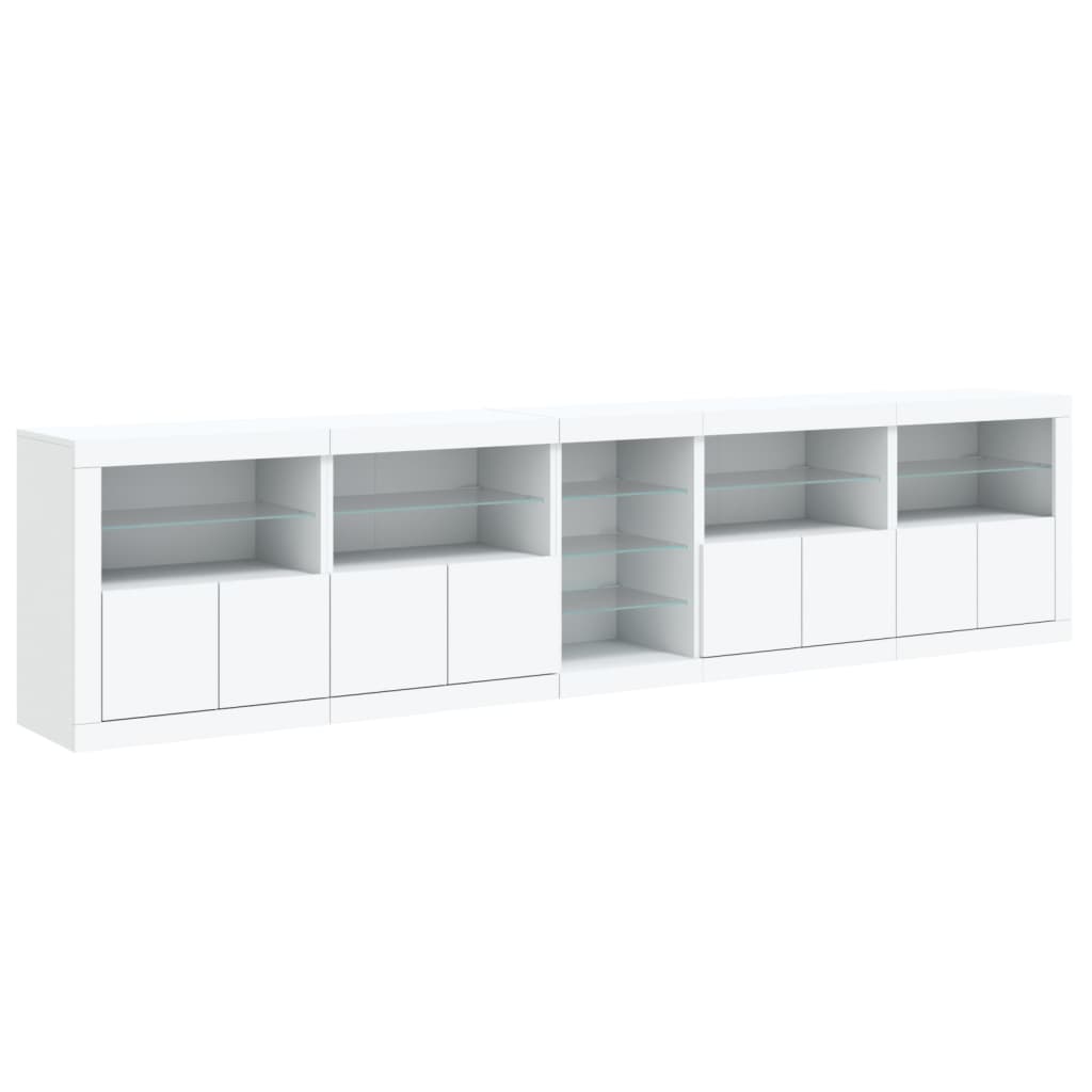 Komoda s LED svjetlima bijela 283x37x67 cm