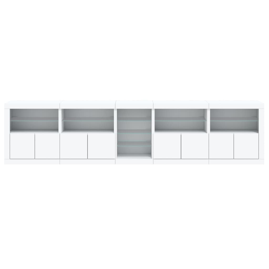 Komoda s LED svjetlima bijela 283x37x67 cm