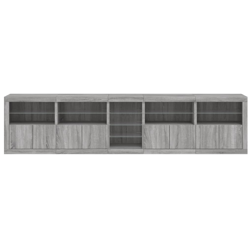 Komoda s LED svjetlima boja sivog hrasta 283x37x67 cm