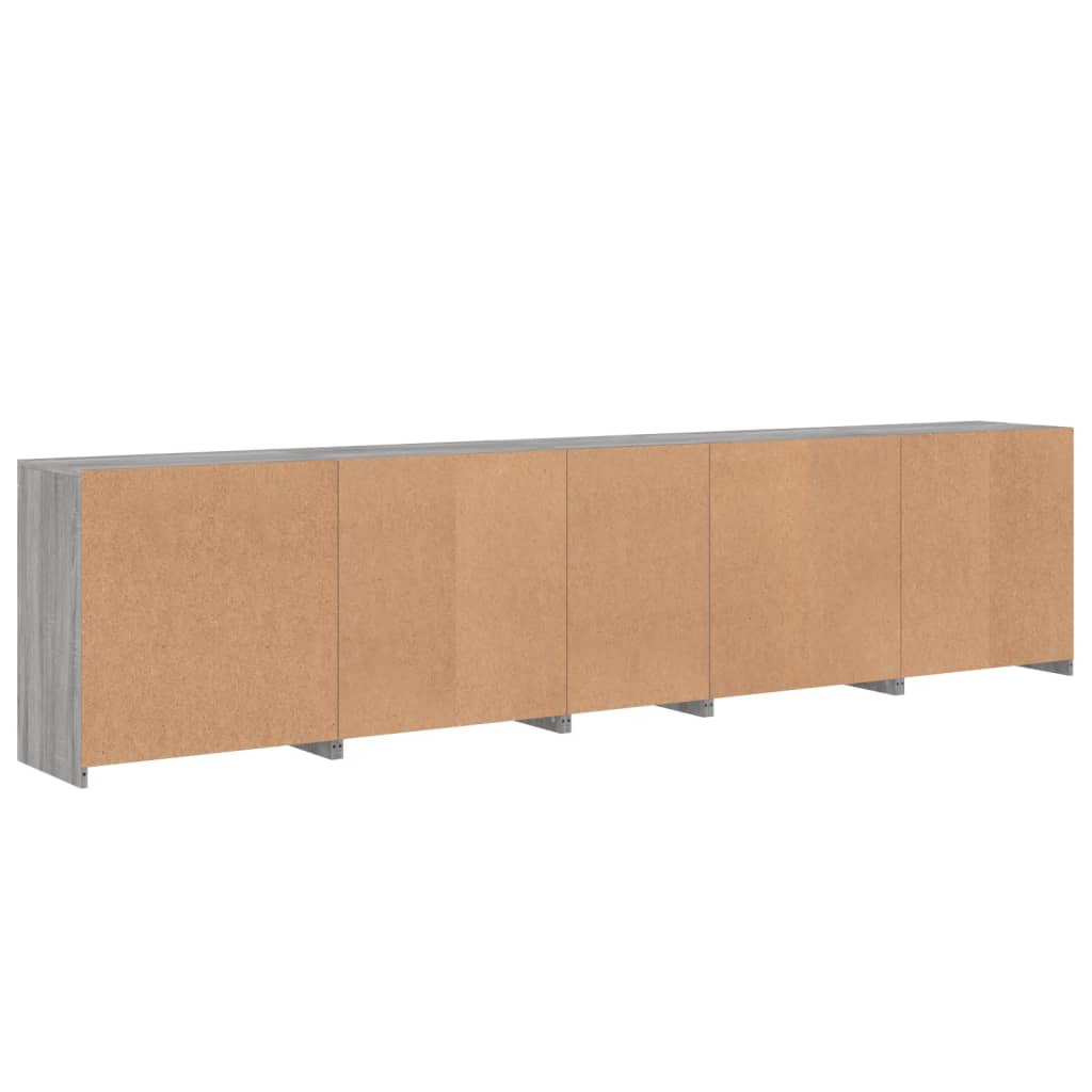 Komoda s LED svjetlima boja sivog hrasta 283x37x67 cm