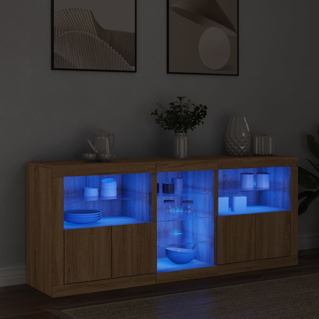 Komoda s LED svjetlima boja hrasta sonome 162 x 37 x 67 cm