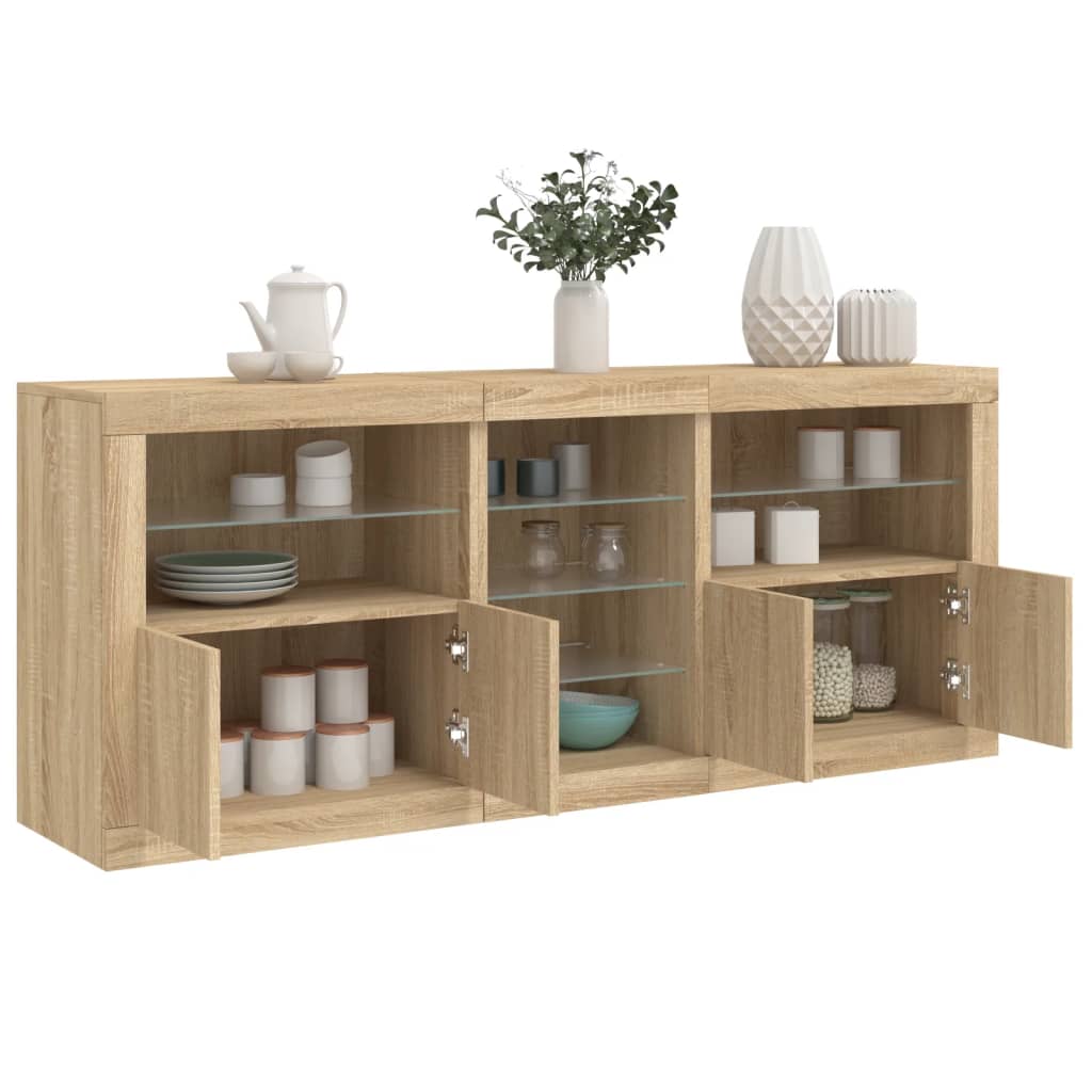 Komoda s LED svjetlima boja hrasta sonome 162 x 37 x 67 cm