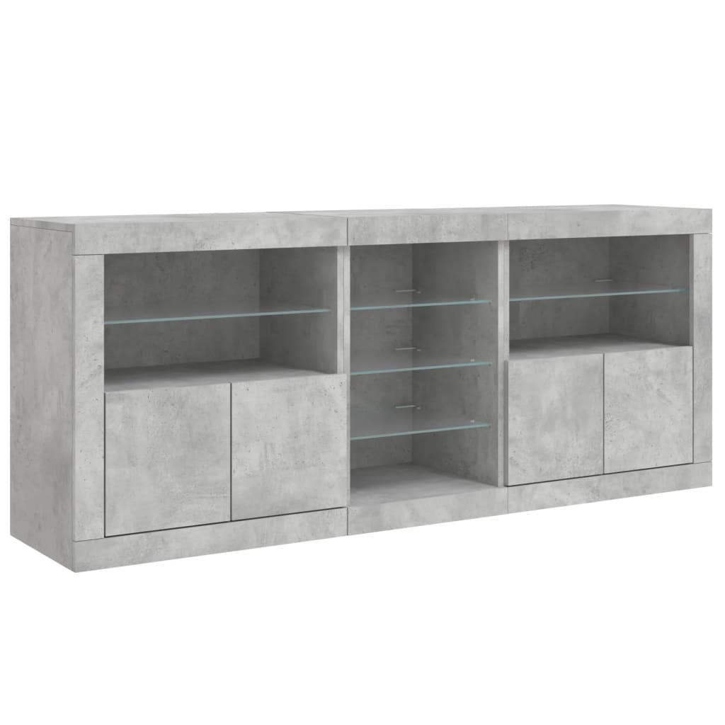 Komoda s LED svjetlima siva boja betona 162 x 37 x 67 cm