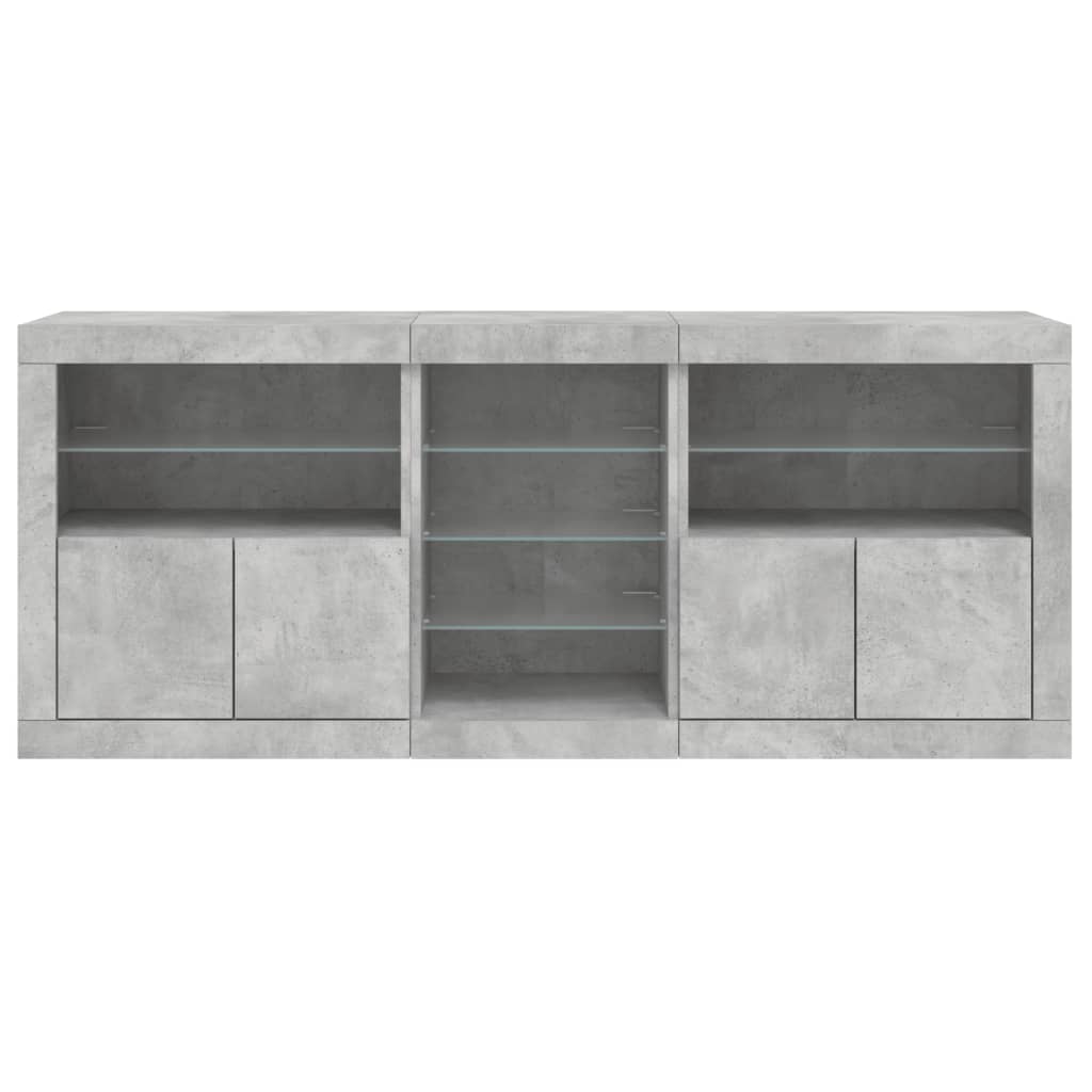 Komoda s LED svjetlima siva boja betona 162 x 37 x 67 cm