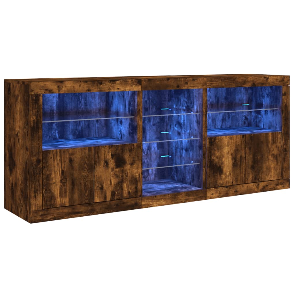 Komoda s LED svjetlima boja dimljenog hrasta 162 x 37x 67 cm