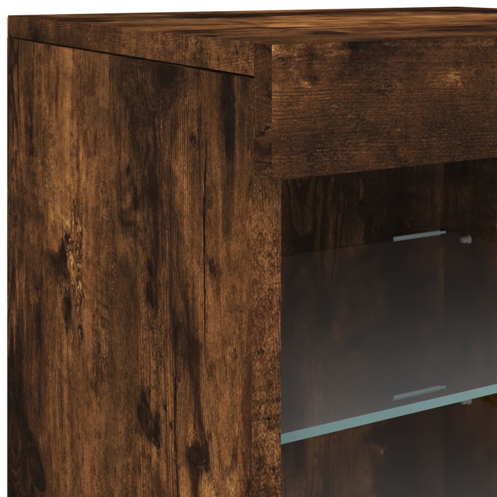 Komoda s LED svjetlima boja dimljenog hrasta 162 x 37x 67 cm