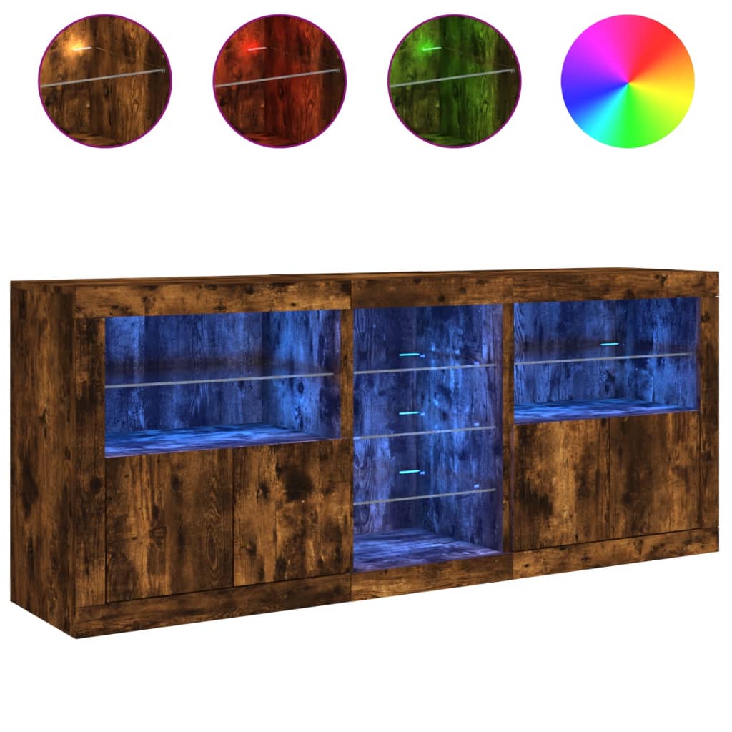 Komoda s LED svjetlima boja dimljenog hrasta 162 x 37x 67 cm
