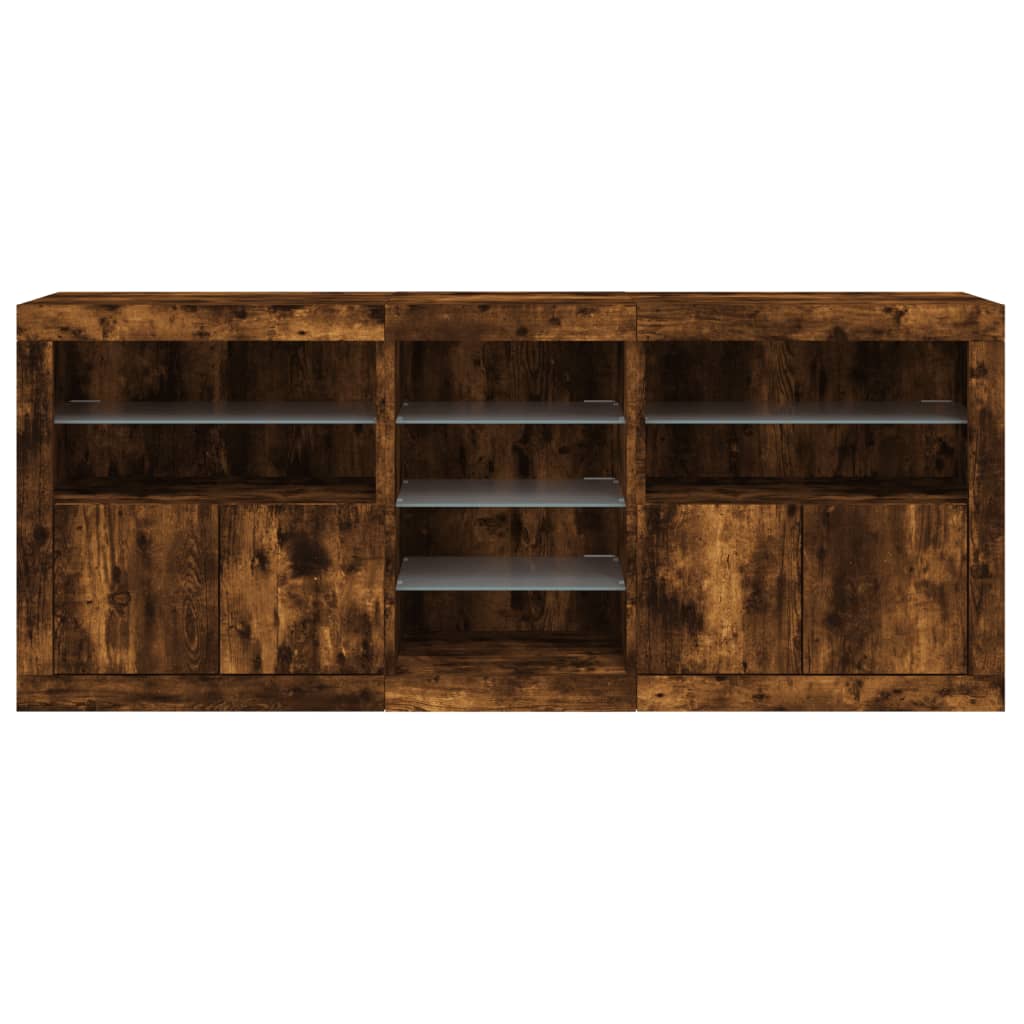Komoda s LED svjetlima boja dimljenog hrasta 162 x 37x 67 cm