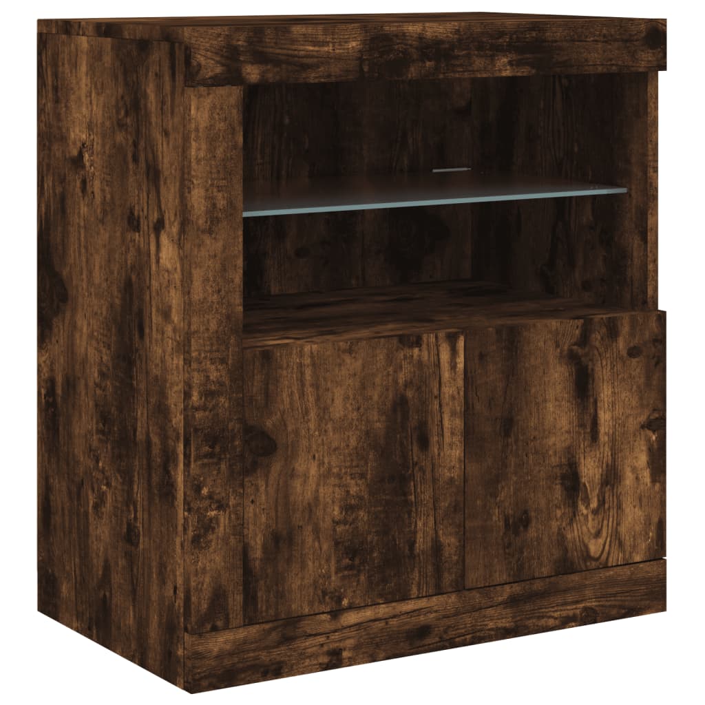 Komoda s LED svjetlima boja dimljenog hrasta 162 x 37x 67 cm