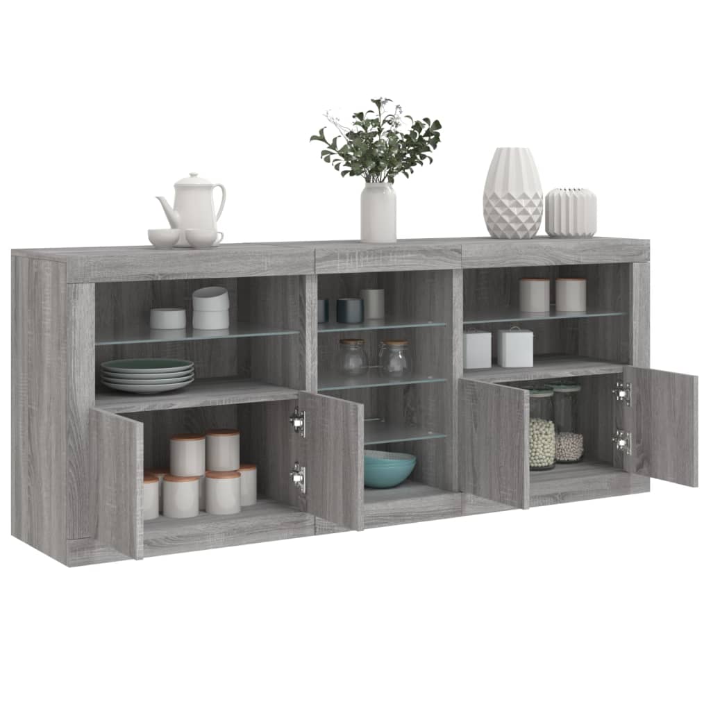 Komoda s LED svjetlima boja sivog hrasta 162 x 37 x 67 cm