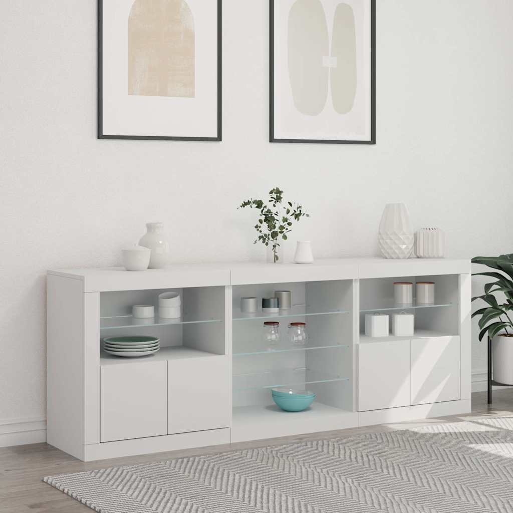 Komoda s LED svjetlima bijela 181,5x37x67 cm