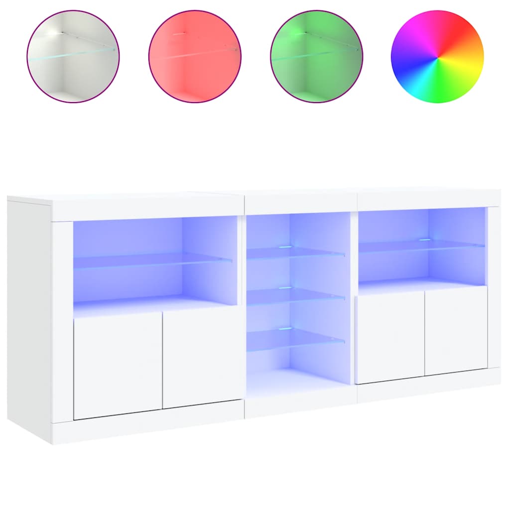 Komoda s LED svjetlima bijela 181,5x37x67 cm
