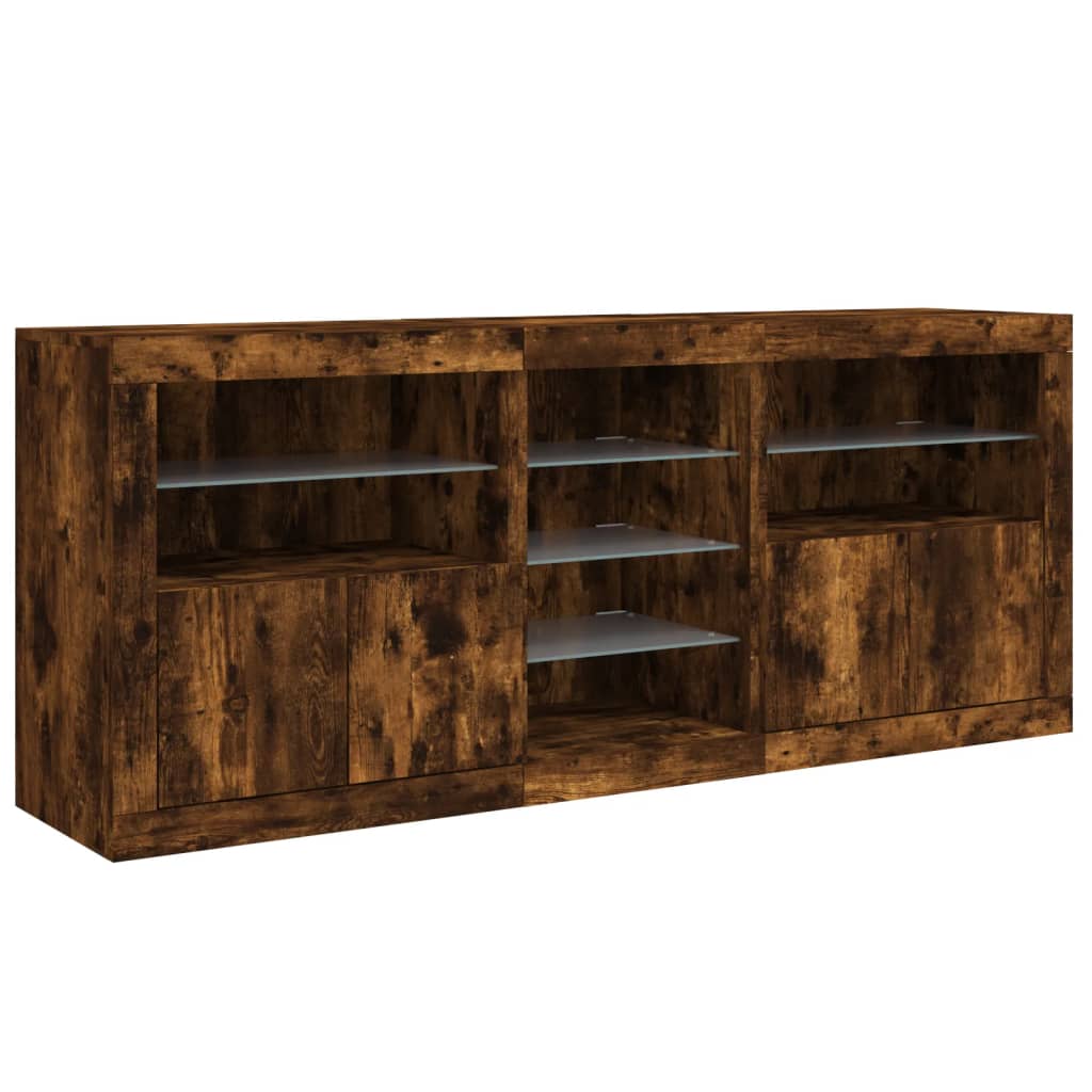 Komoda s LED svjetlima boja dimljenog hrasta 181,5x37x67 cm