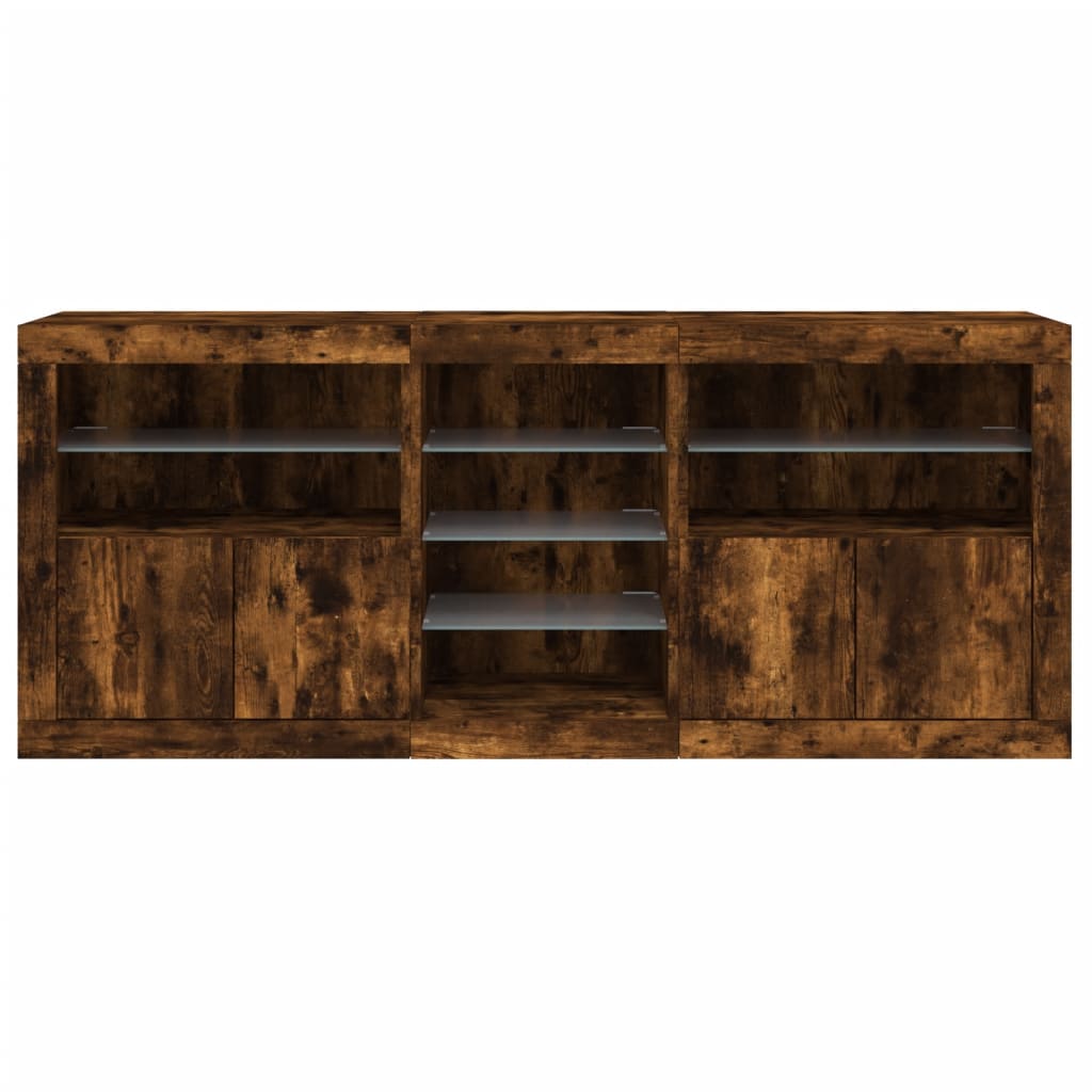 Komoda s LED svjetlima boja dimljenog hrasta 181,5x37x67 cm