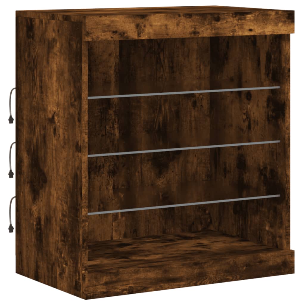 Komoda s LED svjetlima boja dimljenog hrasta 181,5x37x67 cm