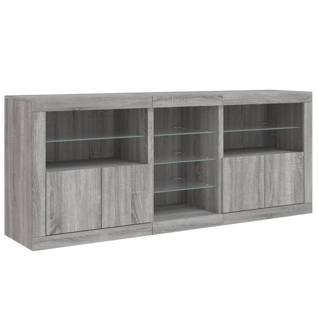 Komoda s LED svjetlima boja sivog hrasta 181,5x37x67 cm