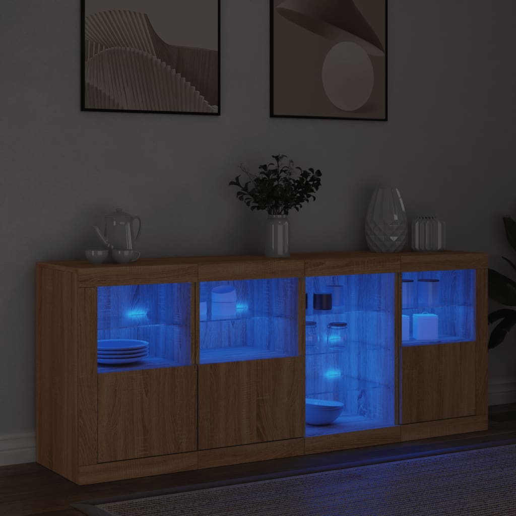 Komoda s LED svjetlima boja hrasta sonome 164 x 37 x 67 cm
